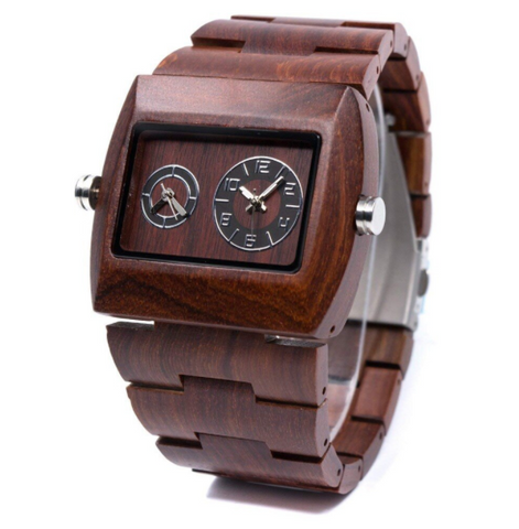 100% HANDMADE Dual Time Natural Wood Watch | 5702529