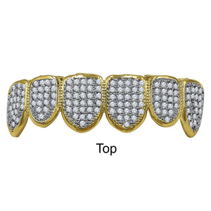 Hip Hop CZ Fang Grillz in Silver and Gold Color-9128742