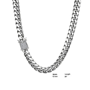 stainless-steel-chain-with-CZ -stone- silver  20''