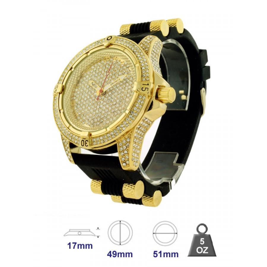 Iced out hip hop, bullet  jelly band mens fashion watches