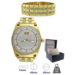 Orbit Silver dial Gold watch set