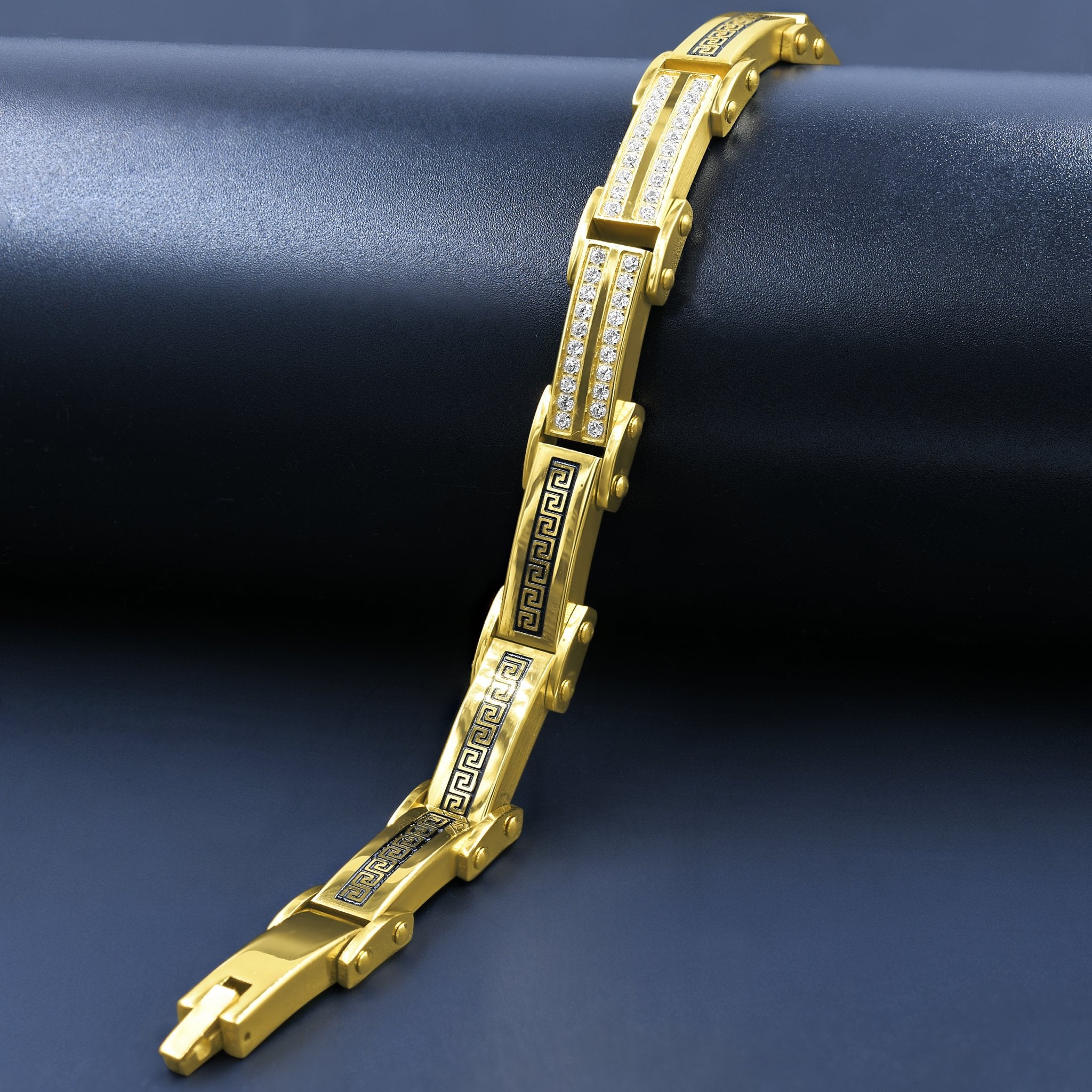 GOLD Greek Key with White CZ Bracelet 931722