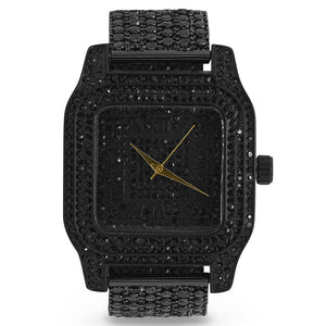 Luxury Ice Black CZ Custom Metal Band Watch 5110123
