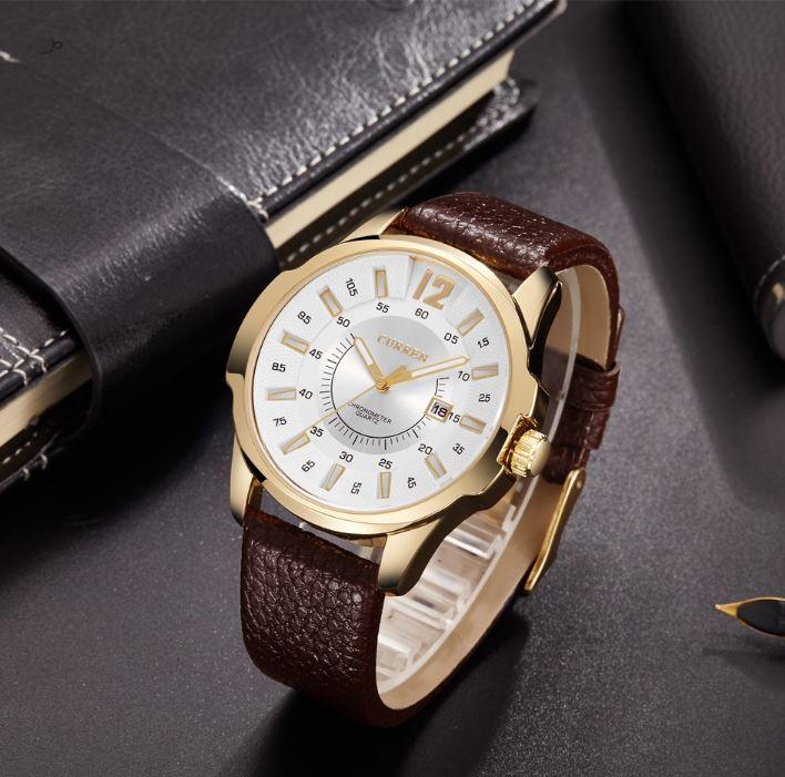 Curren REGIMENT Gold Case Strap Watch | 5401942