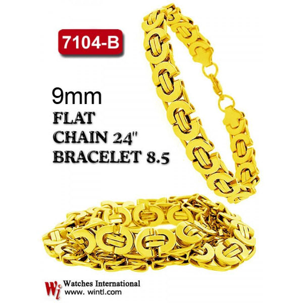 9mm 24 inch with Bracelet Solid Steel Byzentine Chain