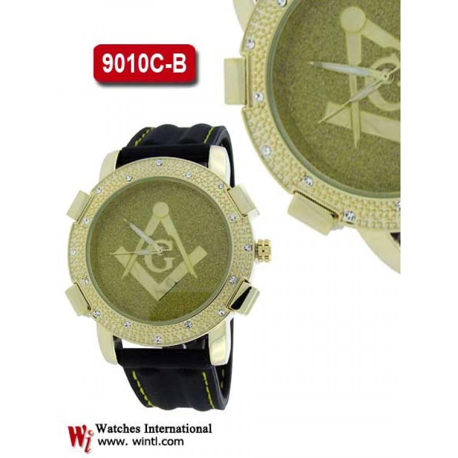 iced out hip hop leather mens fashion watch