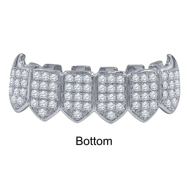 Hip Hop CZ Fang Grillz in Silver and Gold Color-912831
