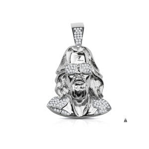 Silver-Jesus with Shades-Pendant-CZ-928631