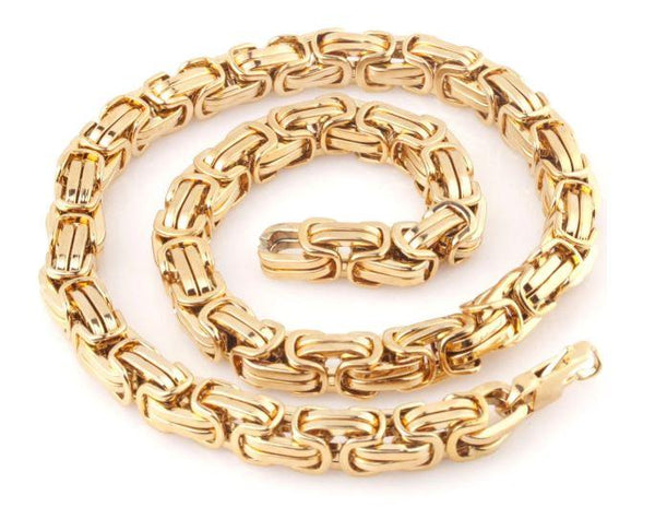 8 MM 14K Yellow Gold Solid Steel Byzentine Chain with Bracelet