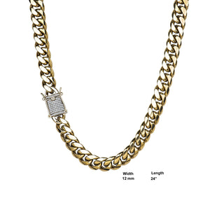 stainless-steel-chain-with-CZ-stone- Gold 24''