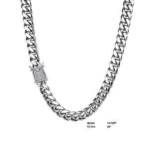stainless-steel-chain-with-CZ-stone- silver 30''