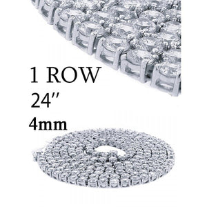 One Row Cz Chain 24"- 4mm