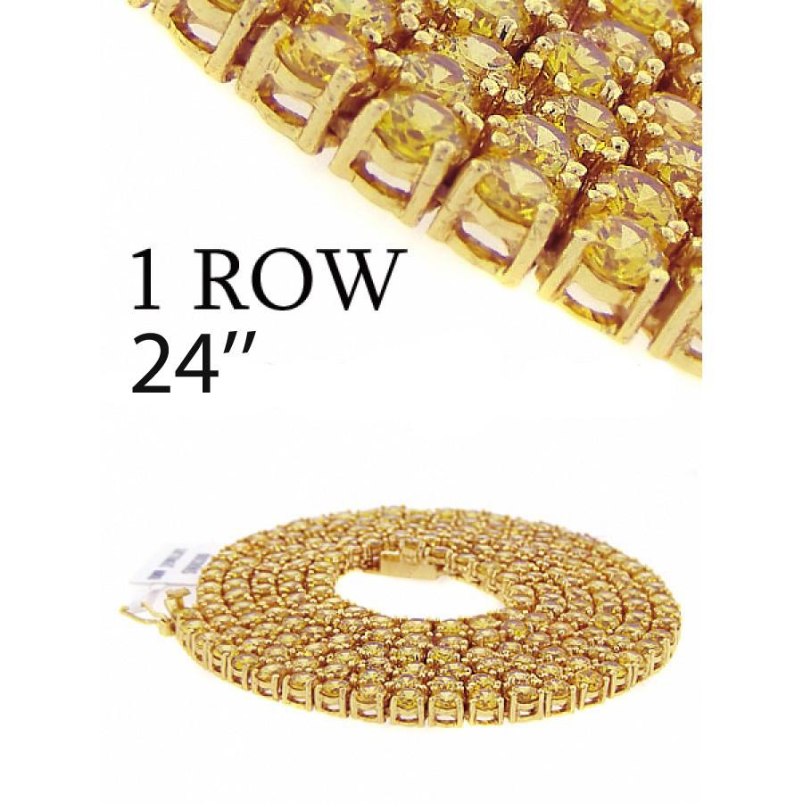 One Row Cz Chain 24"- 4mm in Canary Color