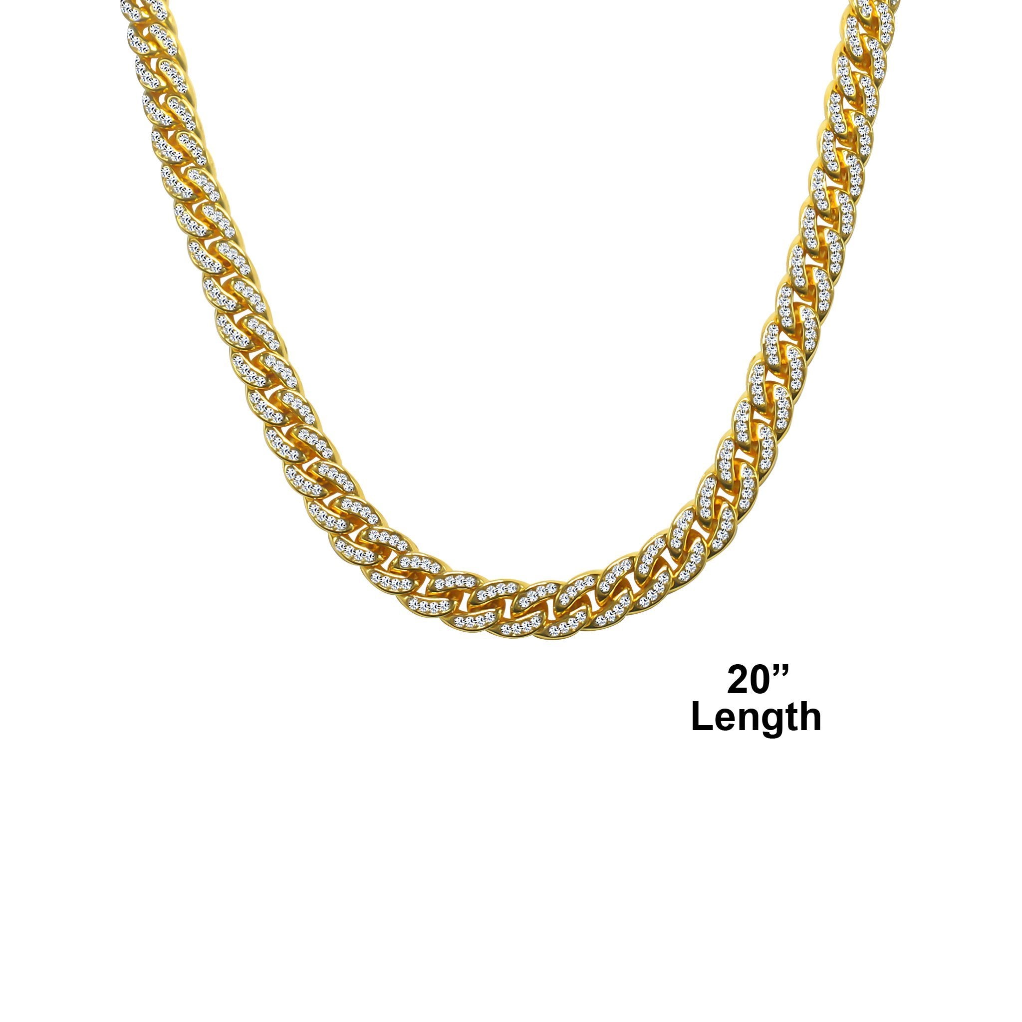 BRASS-CUBAN-CHAIN-WITH-CRYSTAL-STONE- GOLD 20''- 970732