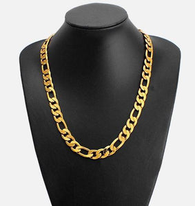 14K Yellow Gold Solid Brass Classic Figaro Chain